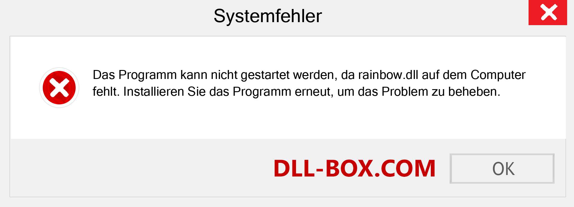 rainbow.dll-Datei fehlt?. Download für Windows 7, 8, 10 - Fix rainbow dll Missing Error unter Windows, Fotos, Bildern